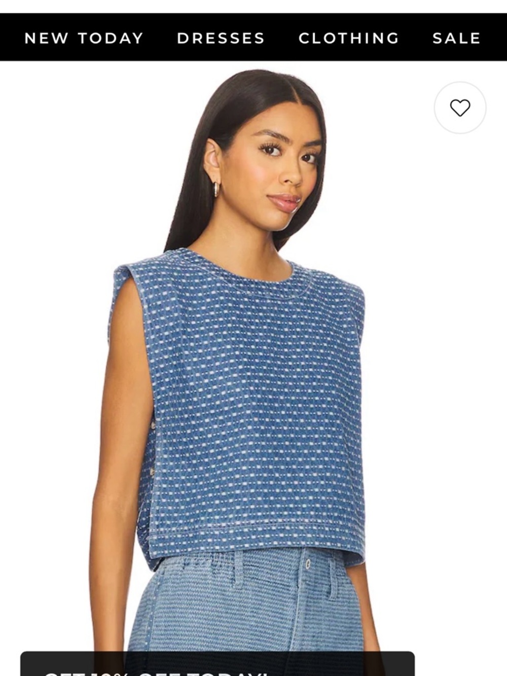 Favorite Daughter Blue Textured Sleeveless Boxy Tank